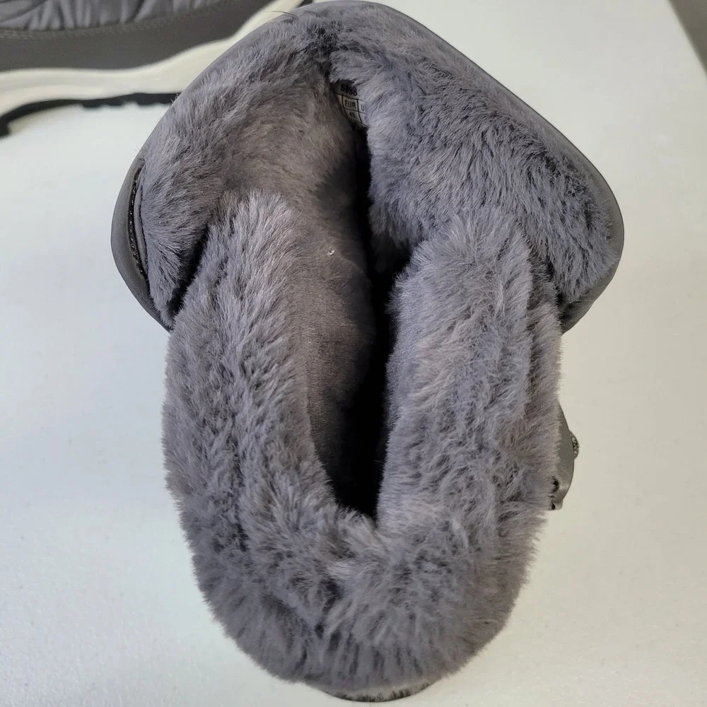 Dream Pairs Womens Gray‎ Faux Fur Lined Quilted Winter Snow Boots Size 10